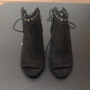 Black open toe booties